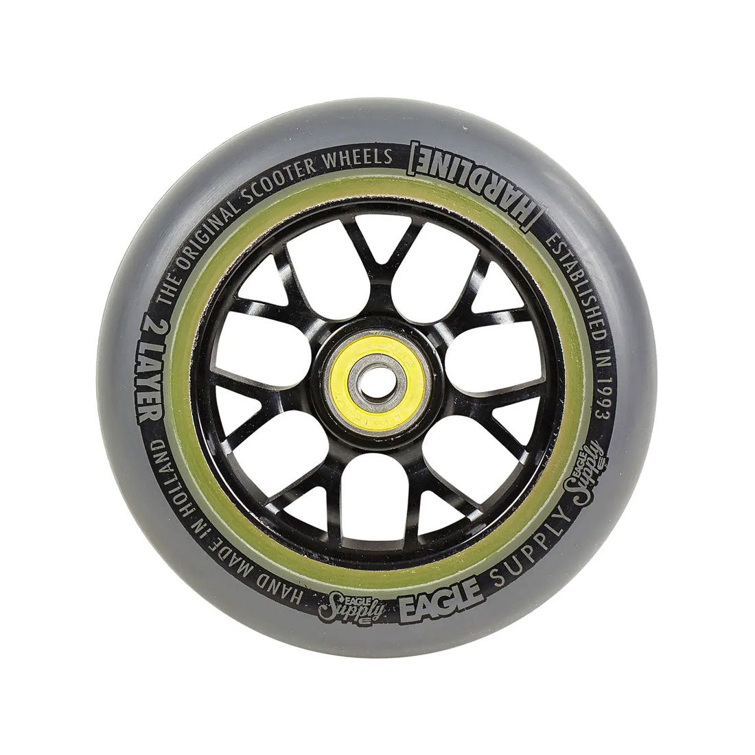 Eagle Hardline X6 2-Layer 115mm Sewercaps Wheel - Grey/Black Scooter Wheels