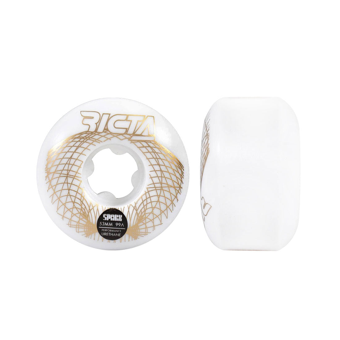 Ricta Sparx Wireframe 53mm/99a 4pk - White/Gold Skateboard Wheels