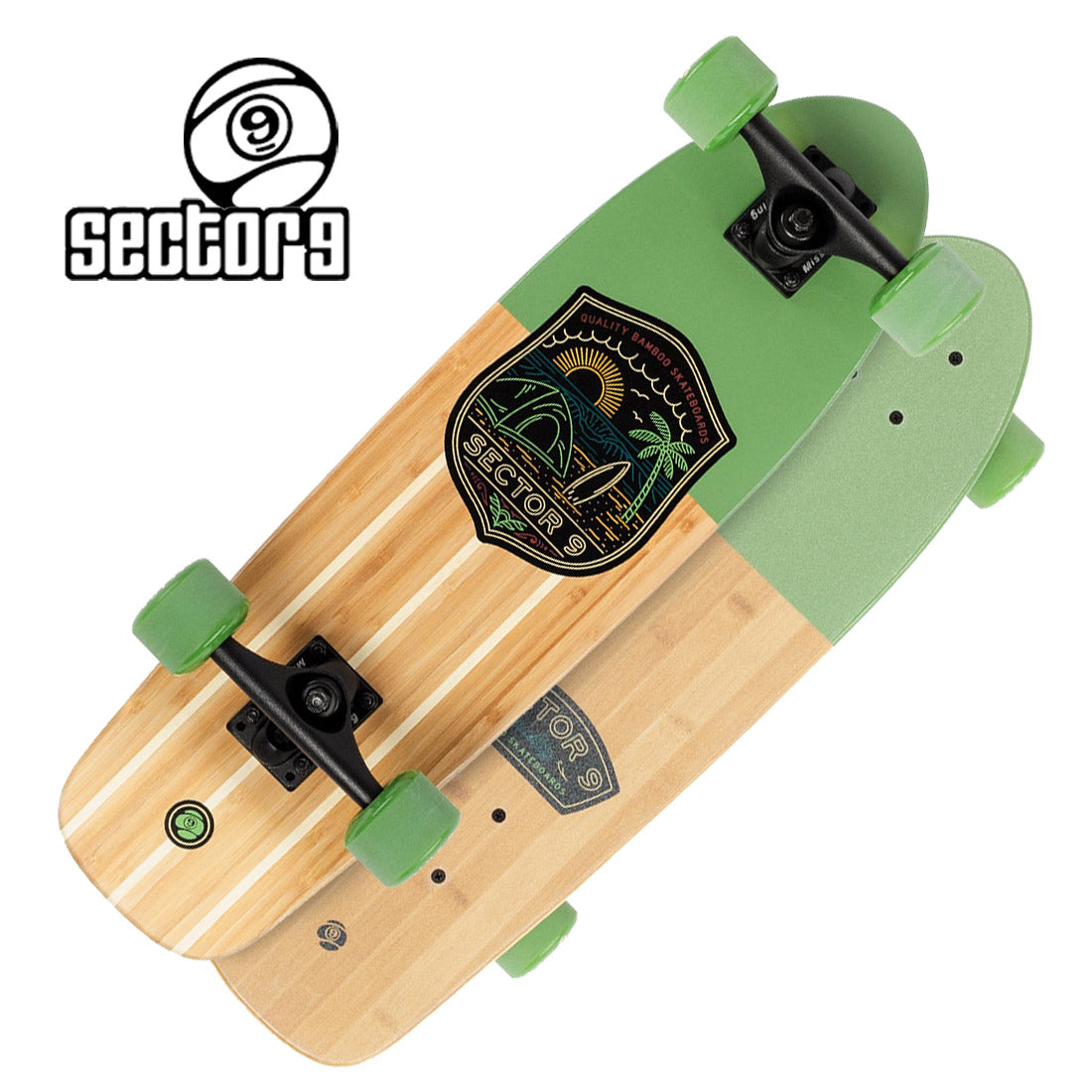 Sector 9 Bambino Bivy 26.5 Complete - Wood/Green Skateboard Compl Cruisers