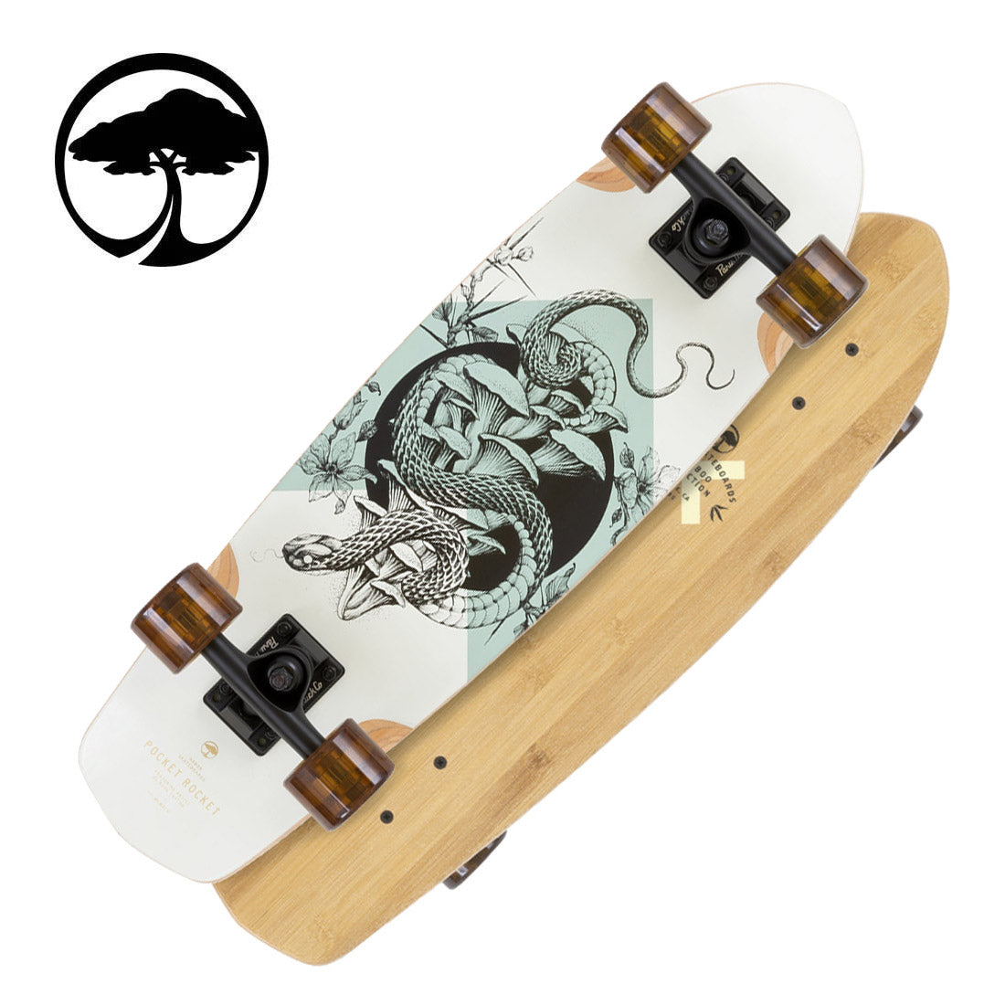 Arbor Pocket Rocket 27 Bamboo Complete - White/Teal Skateboard Compl Cruisers