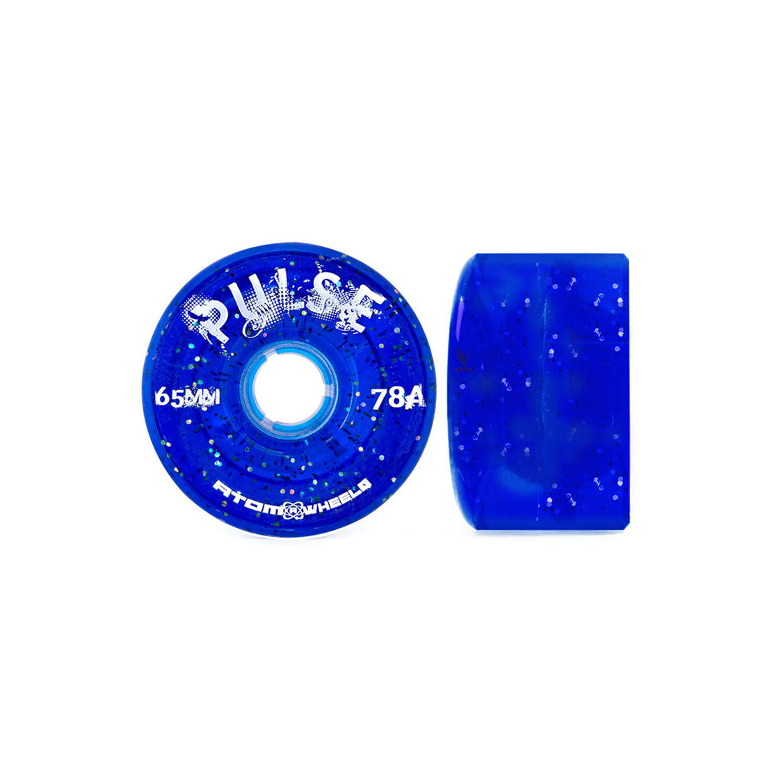 Atom Pulse Glitter 65mm 78a 4pk Blue Roller Skate Wheels