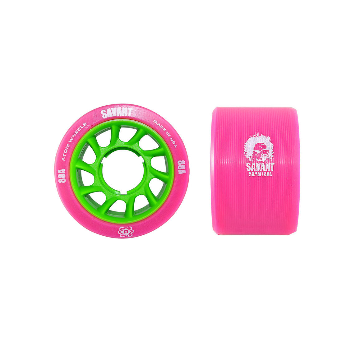 Atom Savant Wheels 59mm 4pk 88a Pink Roller Skate Wheels