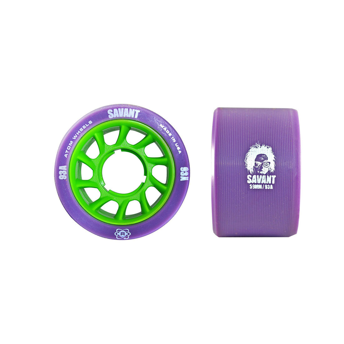 Atom Savant Wheels 59mm 4pk 93a Purple Roller Skate Wheels