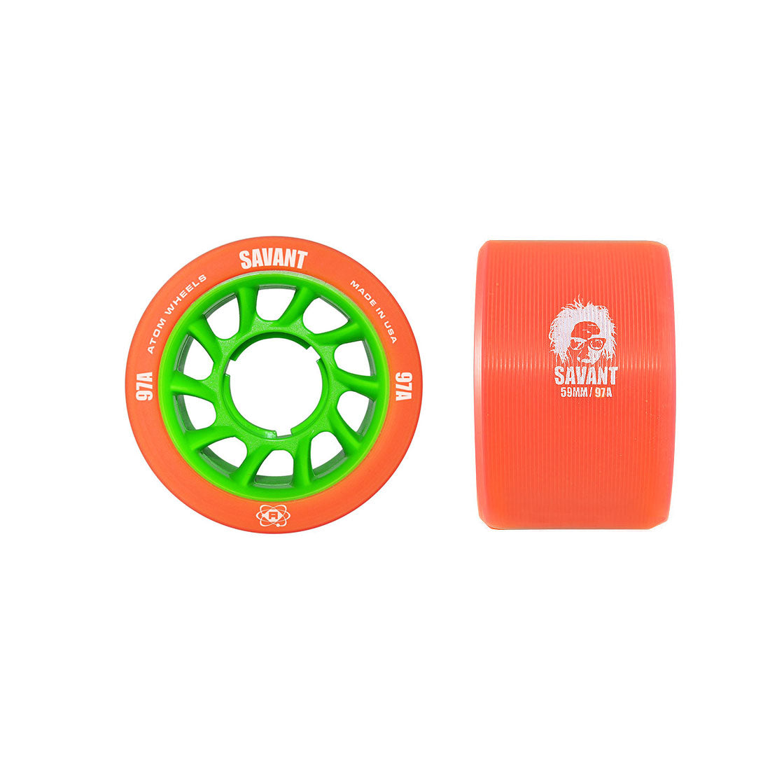 Atom Savant Wheels 59mm 4pk 97a Orange Roller Skate Wheels