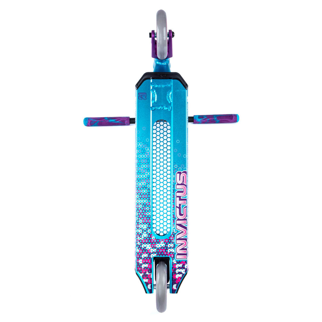 Root Industries Invictus V2 - Teal/Purple Scooter Completes Trick