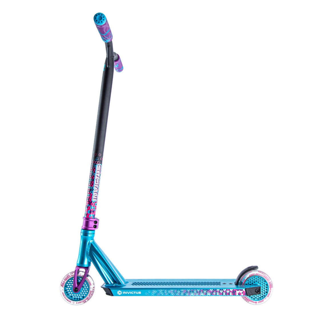 Root Industries Invictus V2 - Teal/Purple Scooter Completes Trick