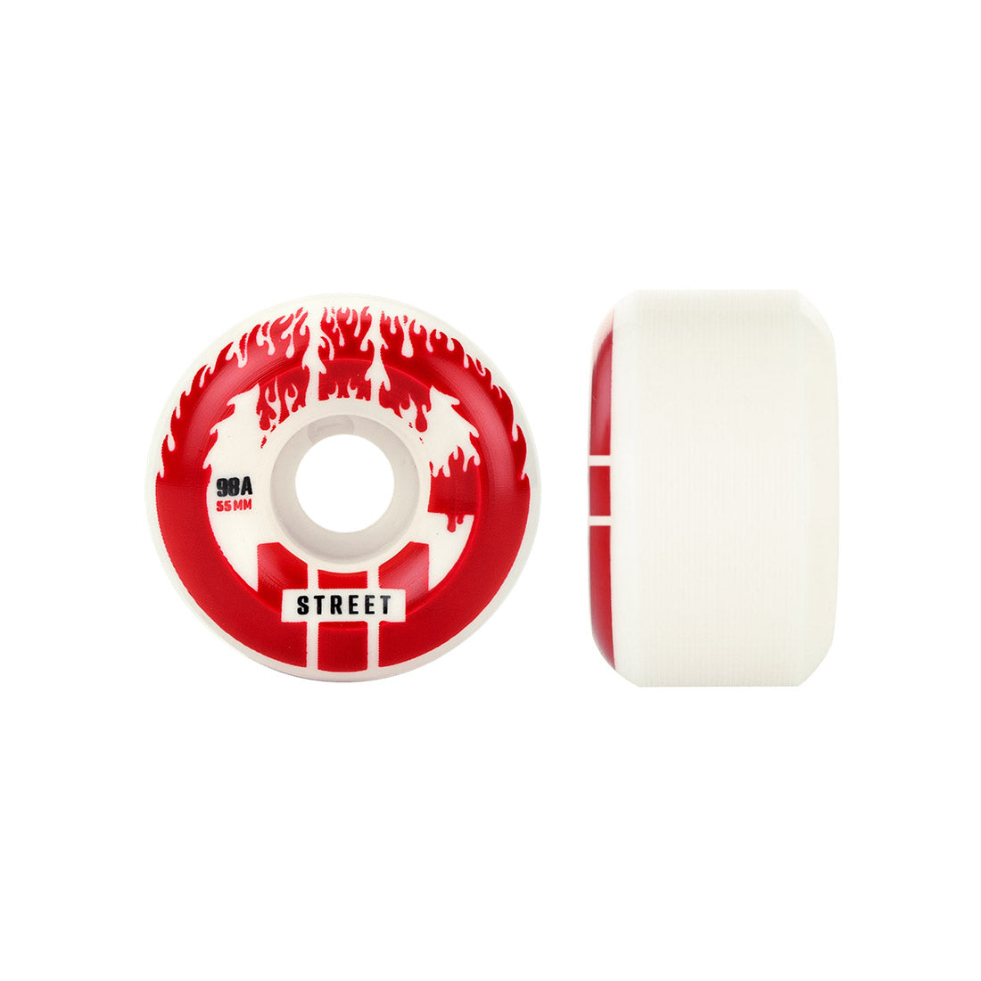 Reckless CIB Street 55mm 98a Wheels 4pk - White/Red Roller Skate Wheels