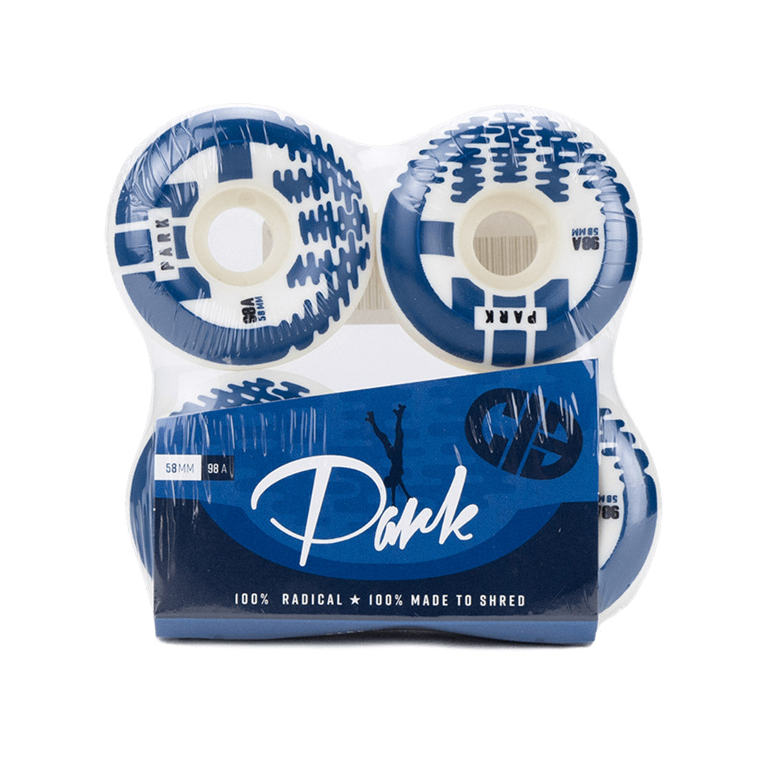 Reckless CIB Park 58mm 98a Wheels 4pk - White/Blue Roller Skate Wheels