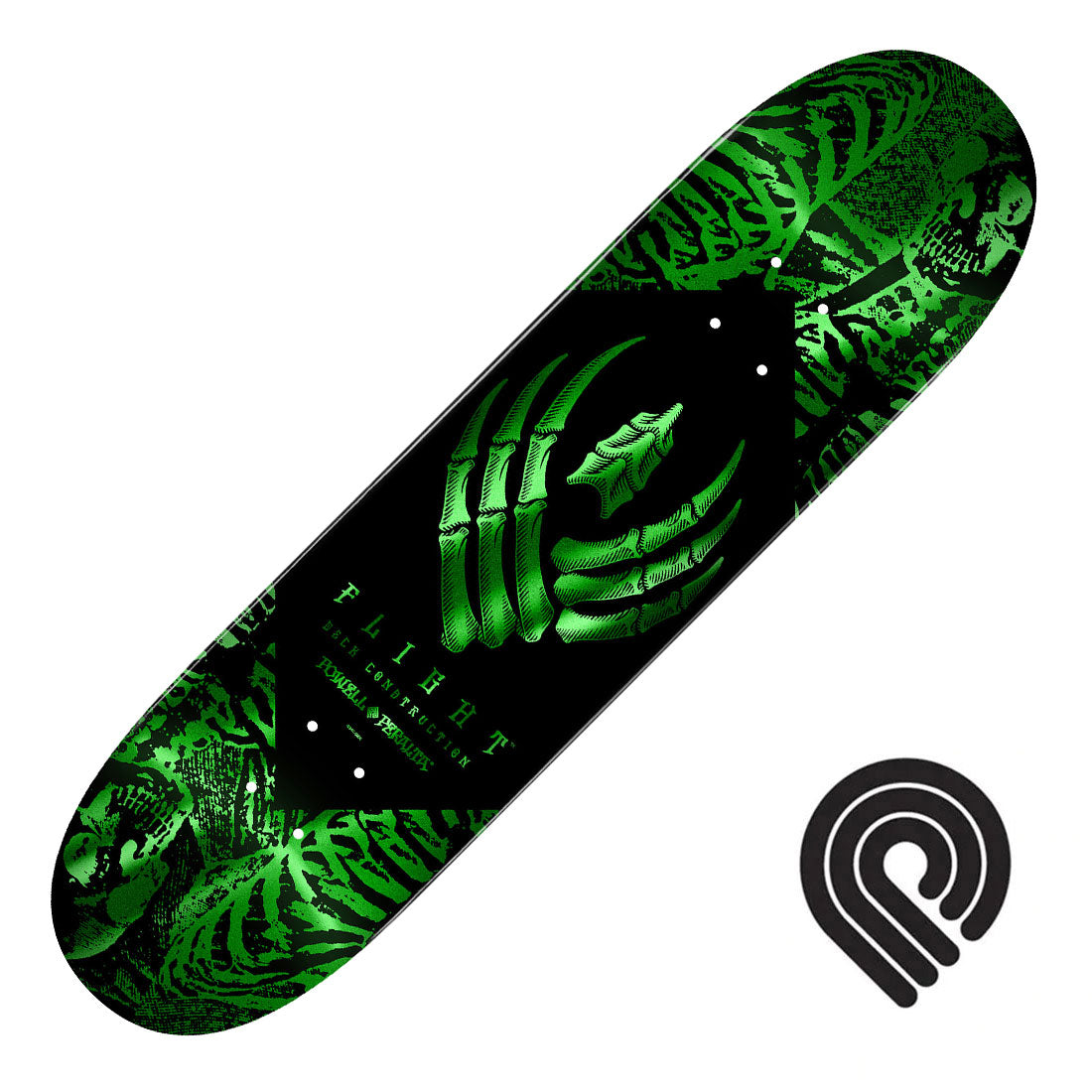 Powell Peralta Flight Skeleton 8.5 Deck - Green Foil Skateboard Decks Modern Street