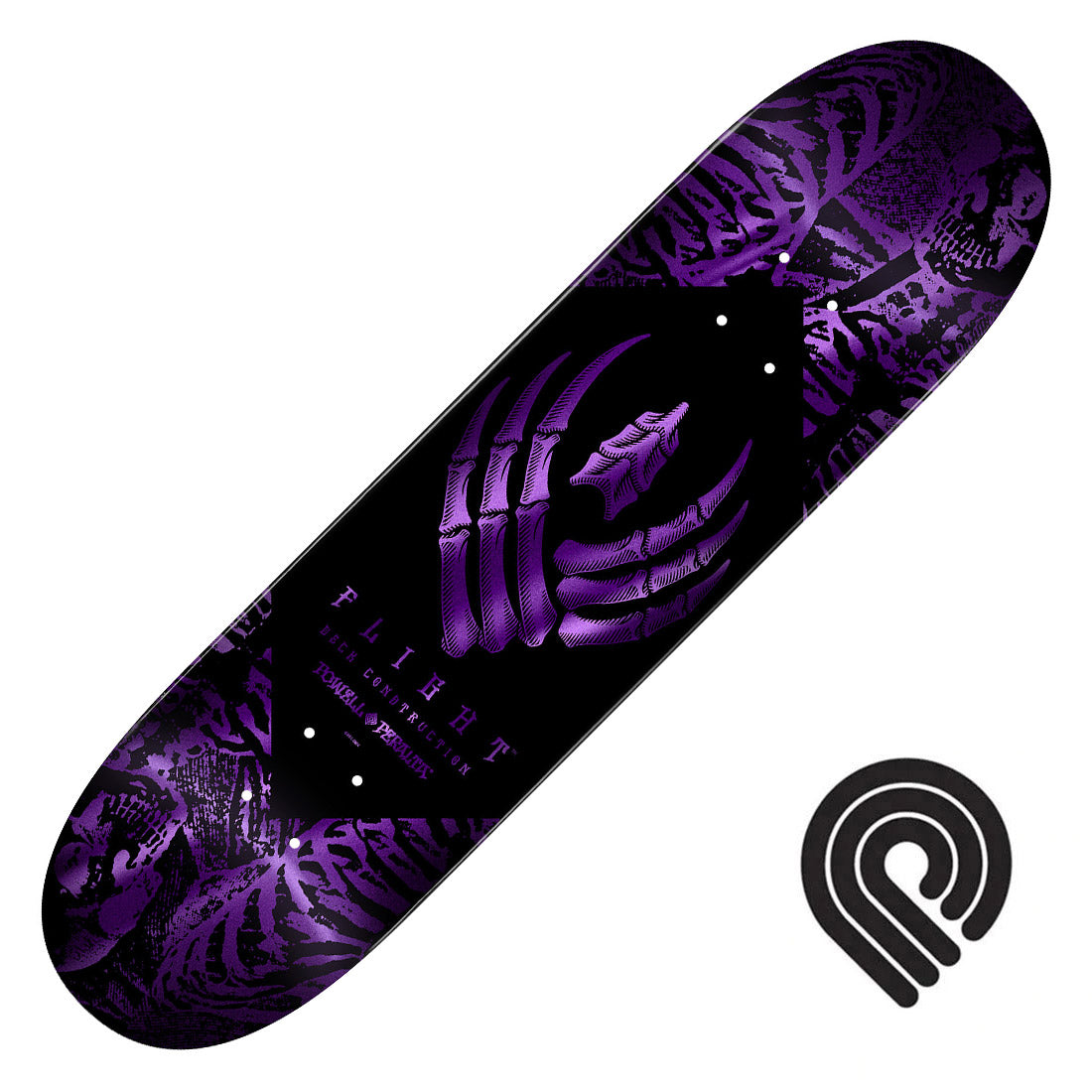 Powell Peralta Flight Skeleton 9.0 Deck - Purple Foil Skateboard Decks Modern Street