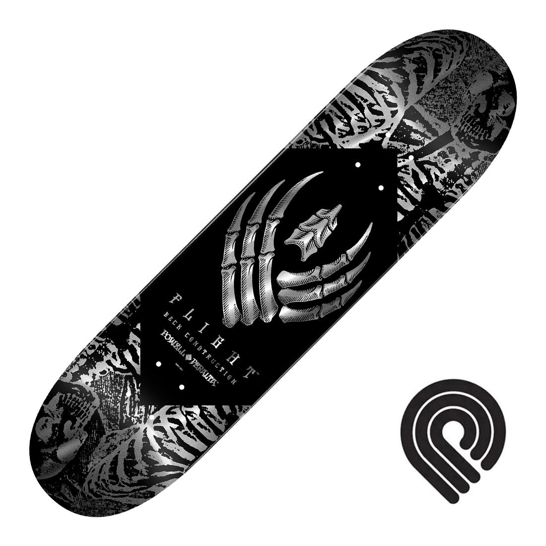 Powell Peralta Flight Skeleton 8.25 Deck - Silver Foil Skateboard Decks Modern Street