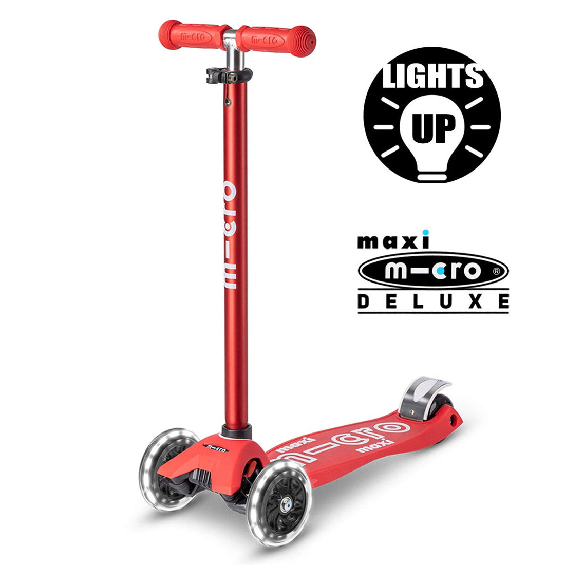 Micro Maxi Deluxe LED Scooter - Red Scooter Completes Rec