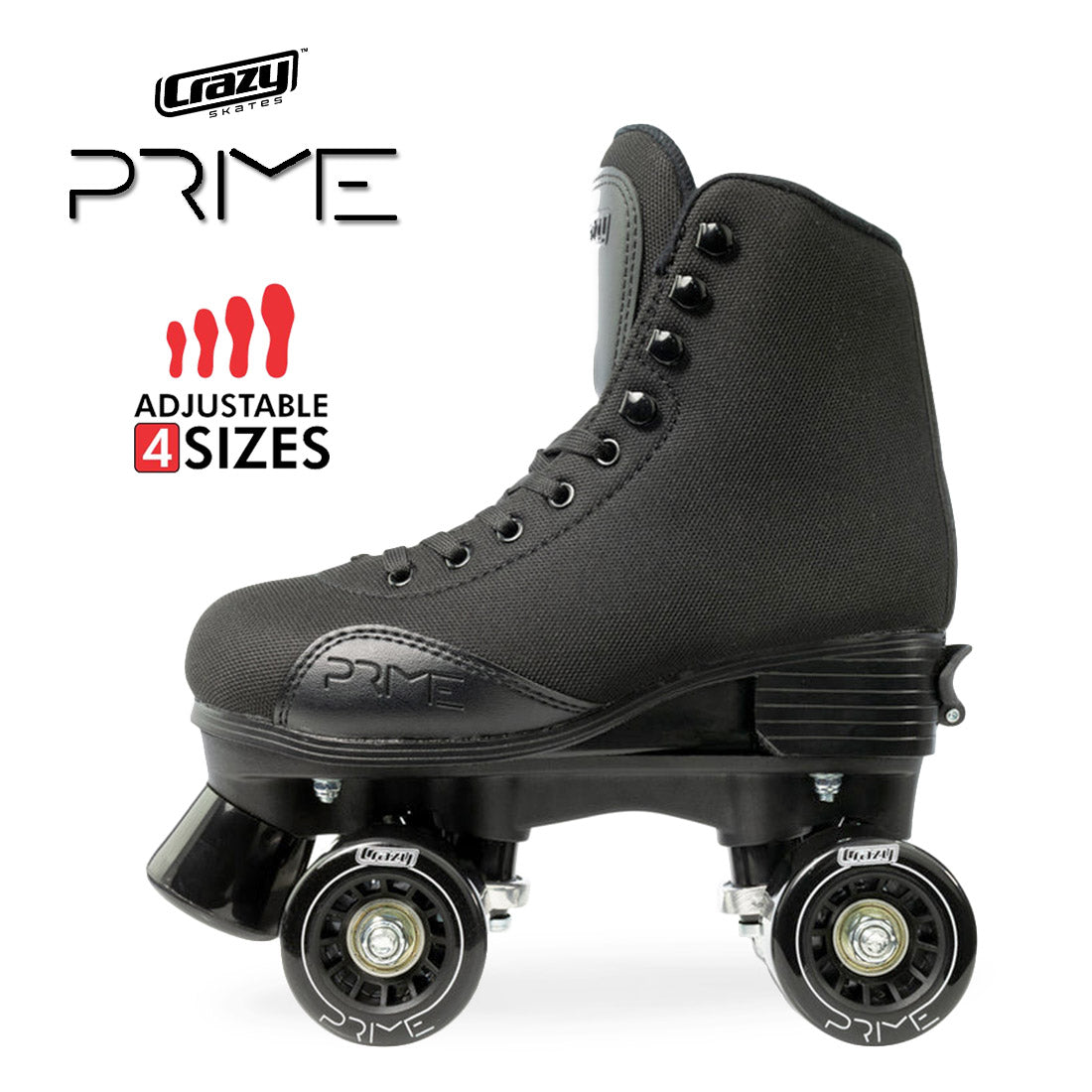 Crazy Prime Black - Kids Adjustable Roller Skates