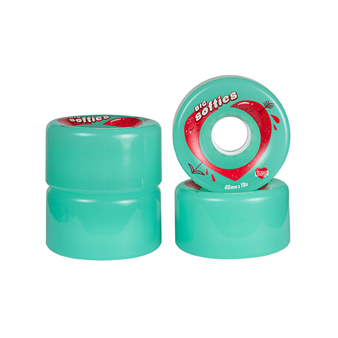 Chaya Big Softies 65mm 78a 4pk Teal Roller Skate Wheels