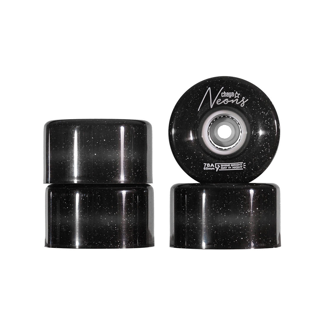 Chaya Neons LED 65mm 78a 4pk Black Roller Skate Wheels