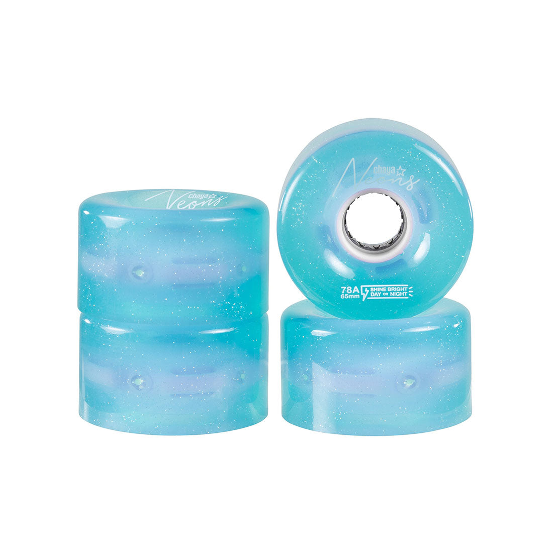 Chaya Neons LED 65mm 78a 4pk Blue Roller Skate Wheels