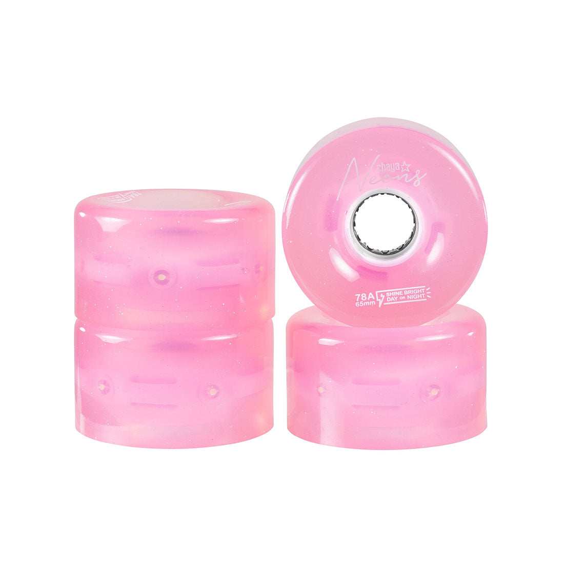 Chaya Neons LED 65mm 78a 4pk Pink Roller Skate Wheels