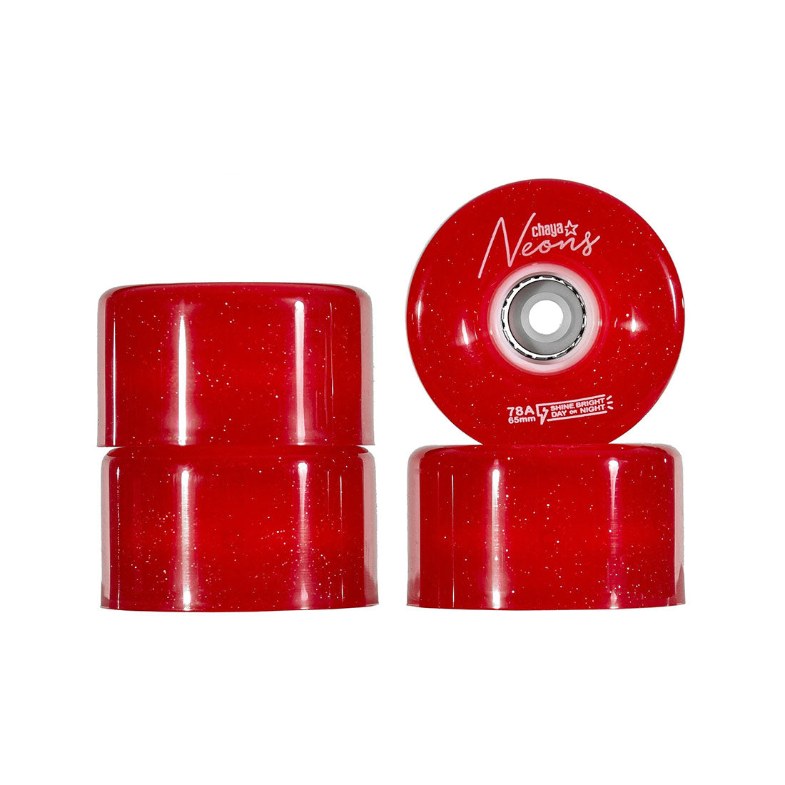 Chaya Neons LED 65mm 78a 4pk Red Roller Skate Wheels