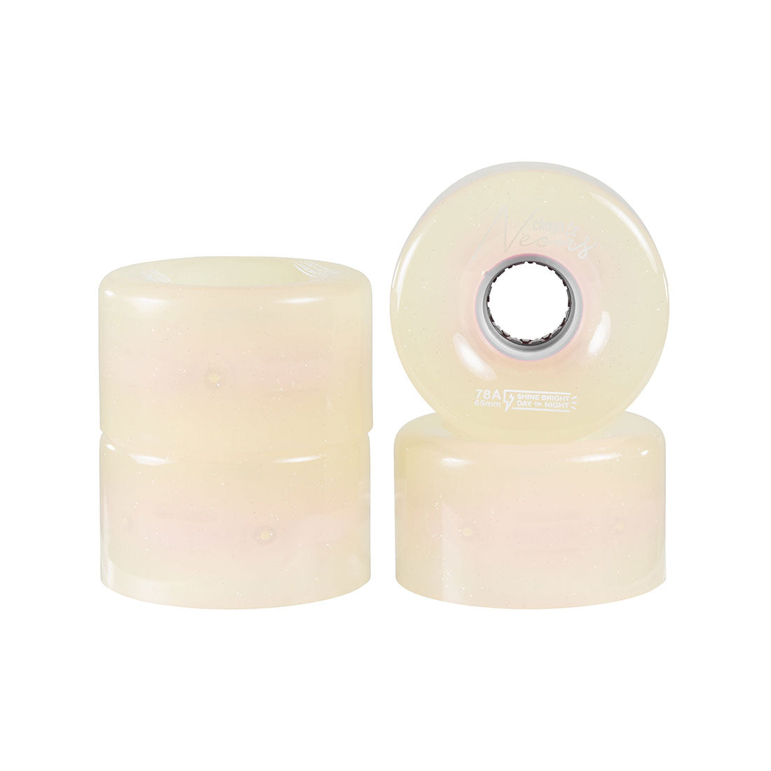 Chaya Neons LED 65mm 78a 4pk White Roller Skate Wheels