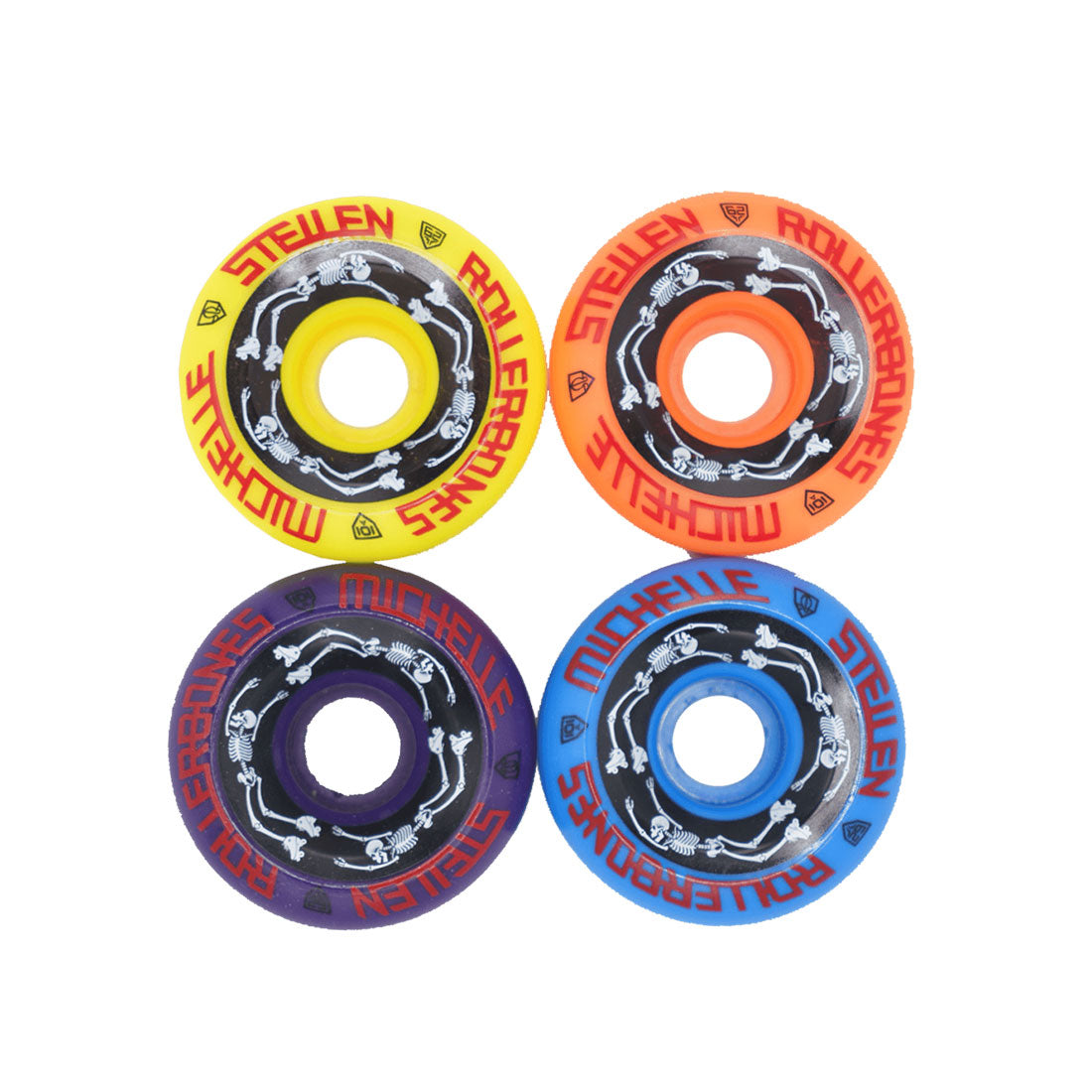 Rollerbones Estro Jen Bowl Bombers 4pk 57x30mm Multi Colour Roller Skate Wheels