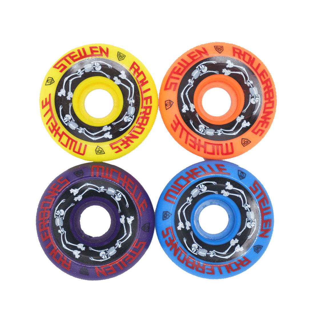 Rollerbones Estro Jen Bowl Bombers 4pk 62x30mm Multi Colour Roller Skate Wheels