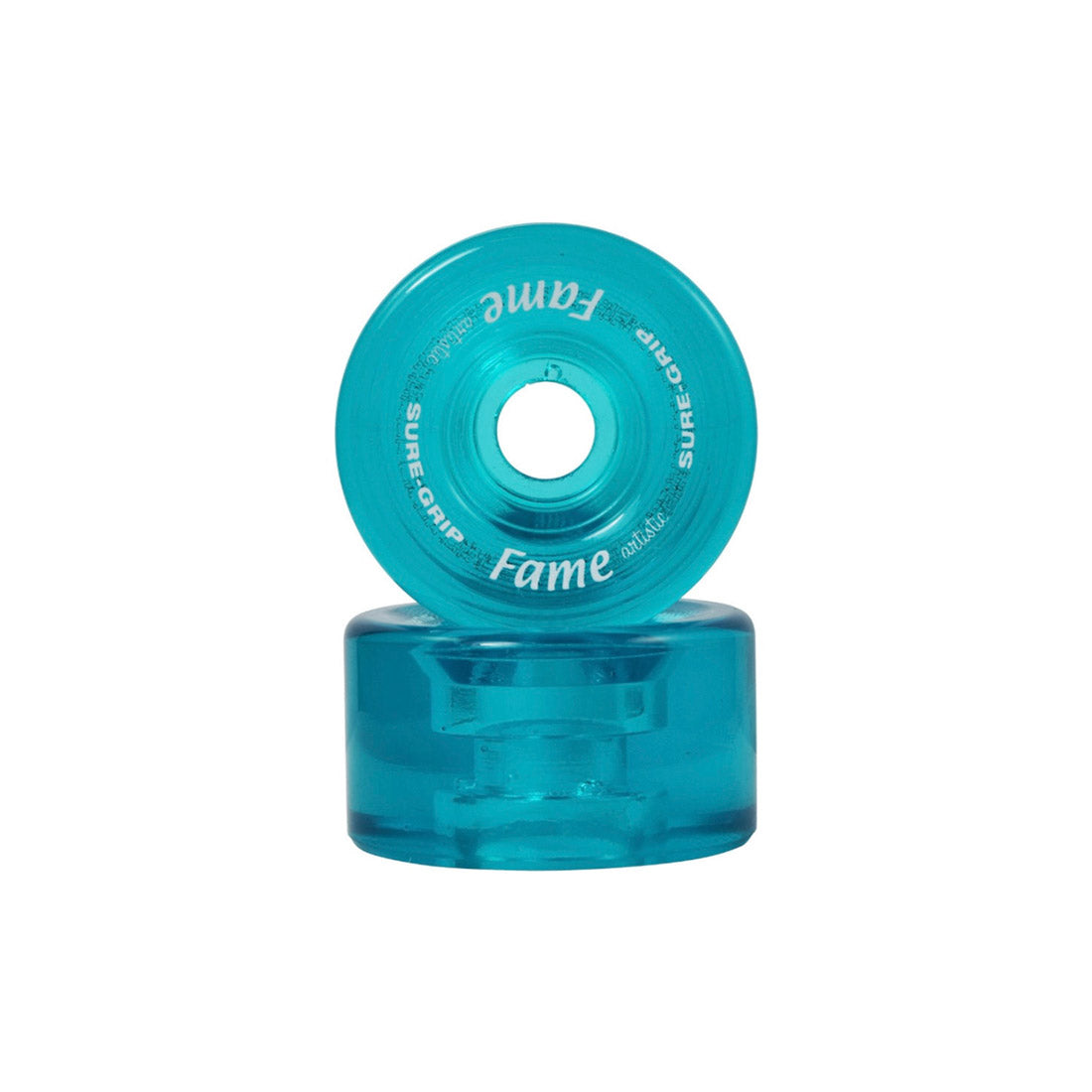 Sure-Grip Fame Artistic 57mm 95a Wheels 8pk Clear Teal Roller Skate Wheels