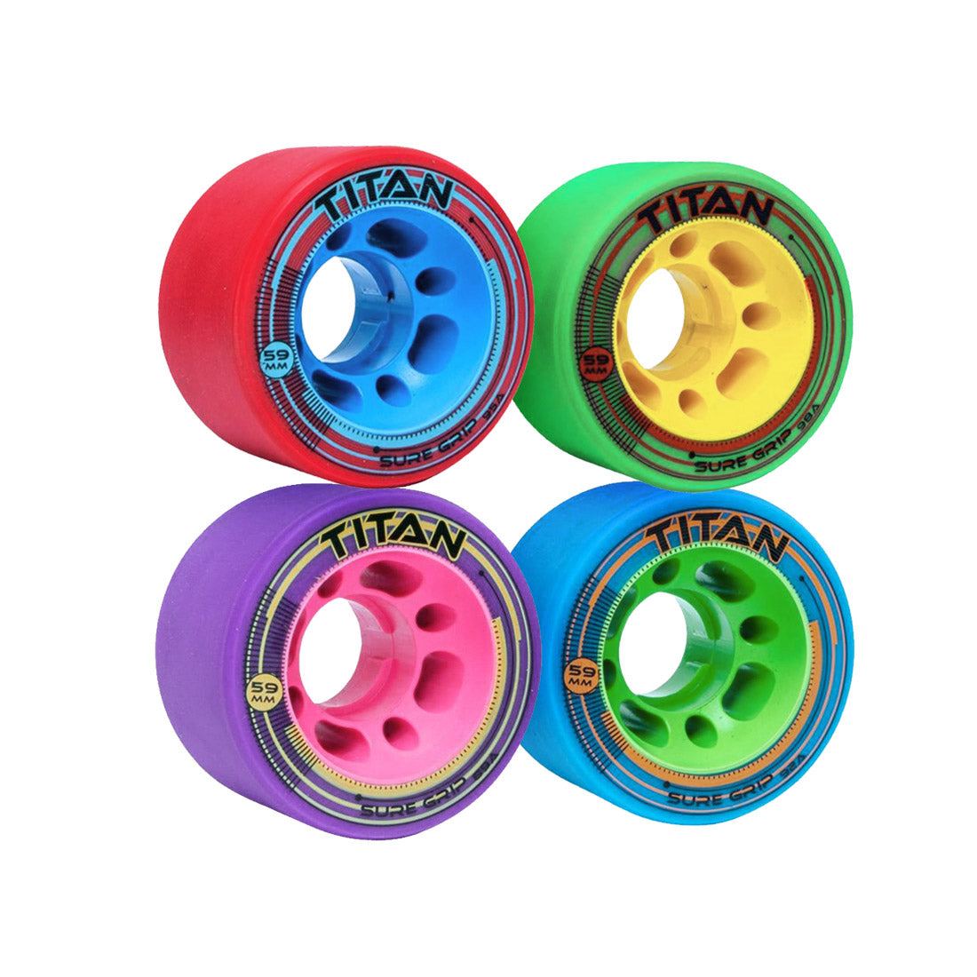 Sure-Grip Titan 59x35mm Wheels 4pk Roller Skate Wheels