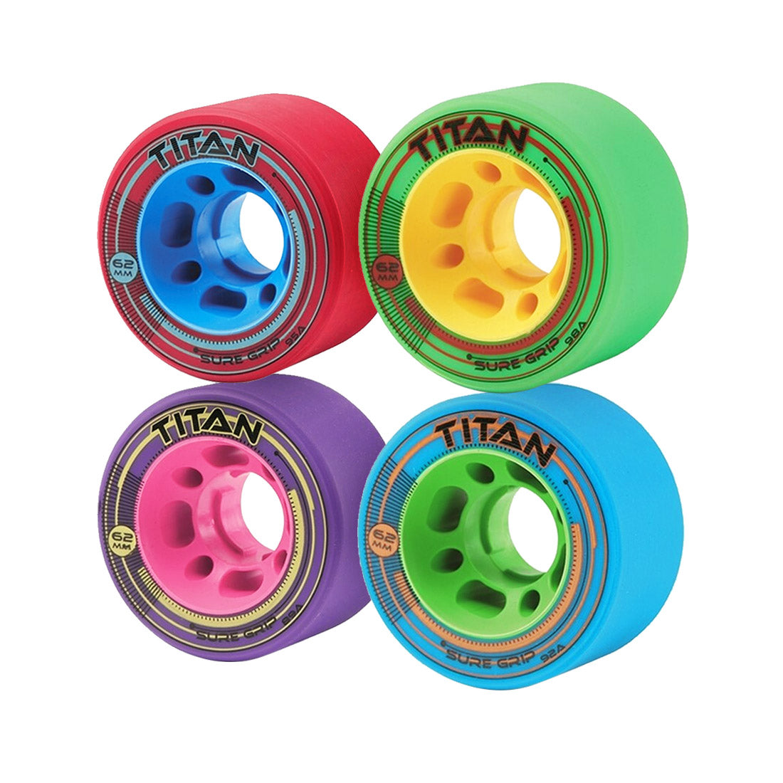 Sure-Grip Titan 62x35mm Wheels 4pk Roller Skate Wheels