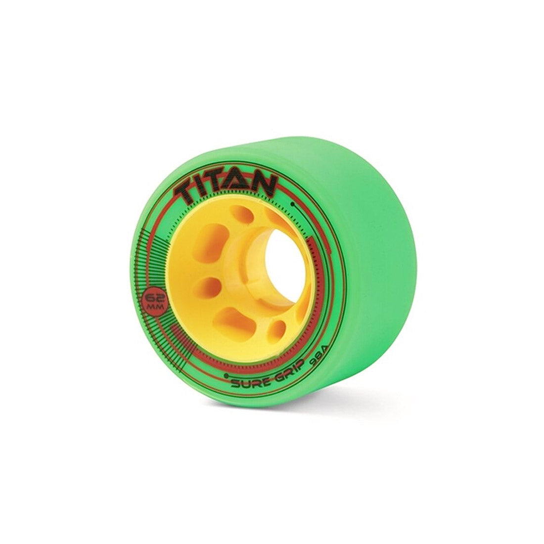 Sure-Grip Titan 62x35mm Wheels 4pk Green - 98a Roller Skate Wheels