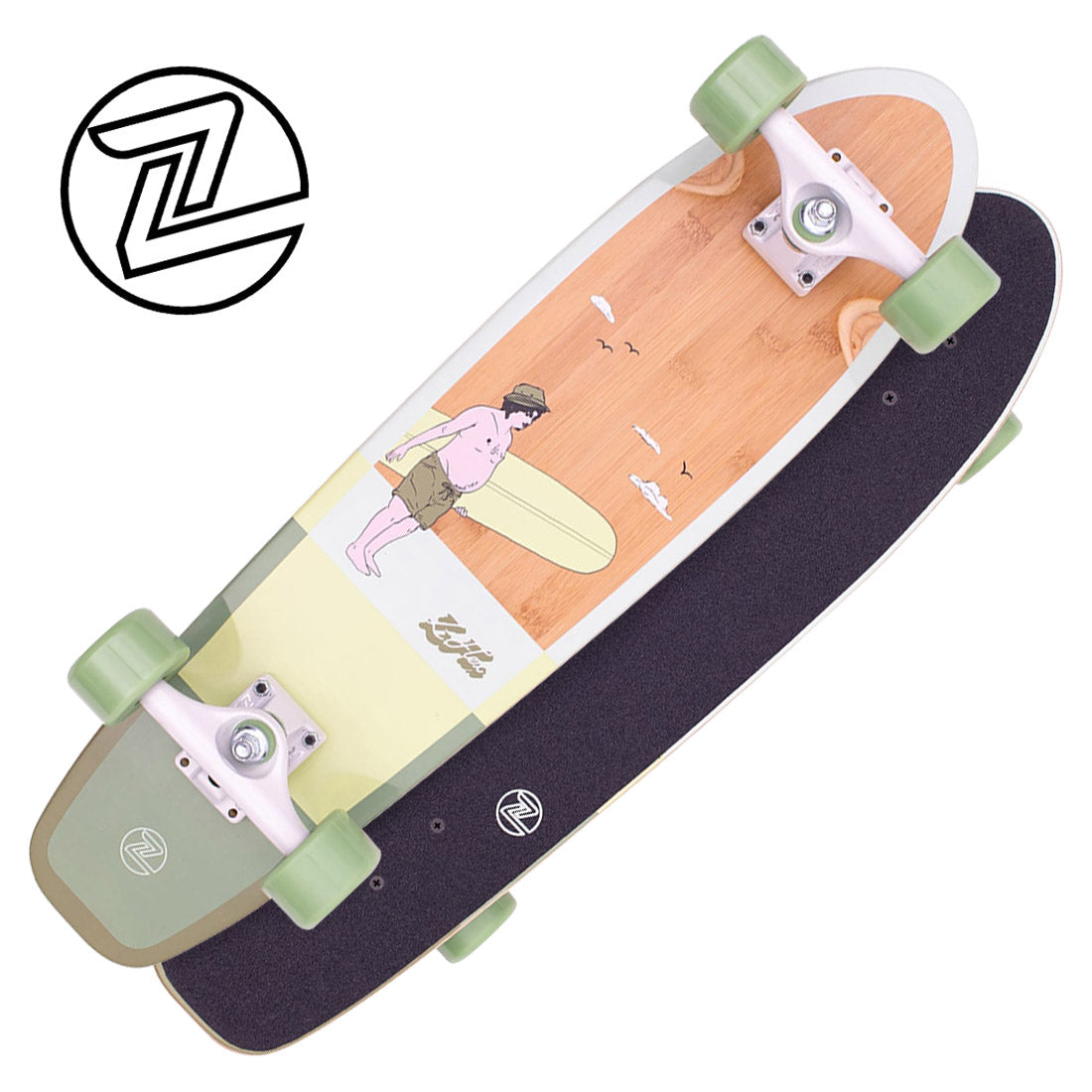 Z-Flex Bamboo 29 Cruiser Complete - Green Dude Skateboard Compl Cruisers