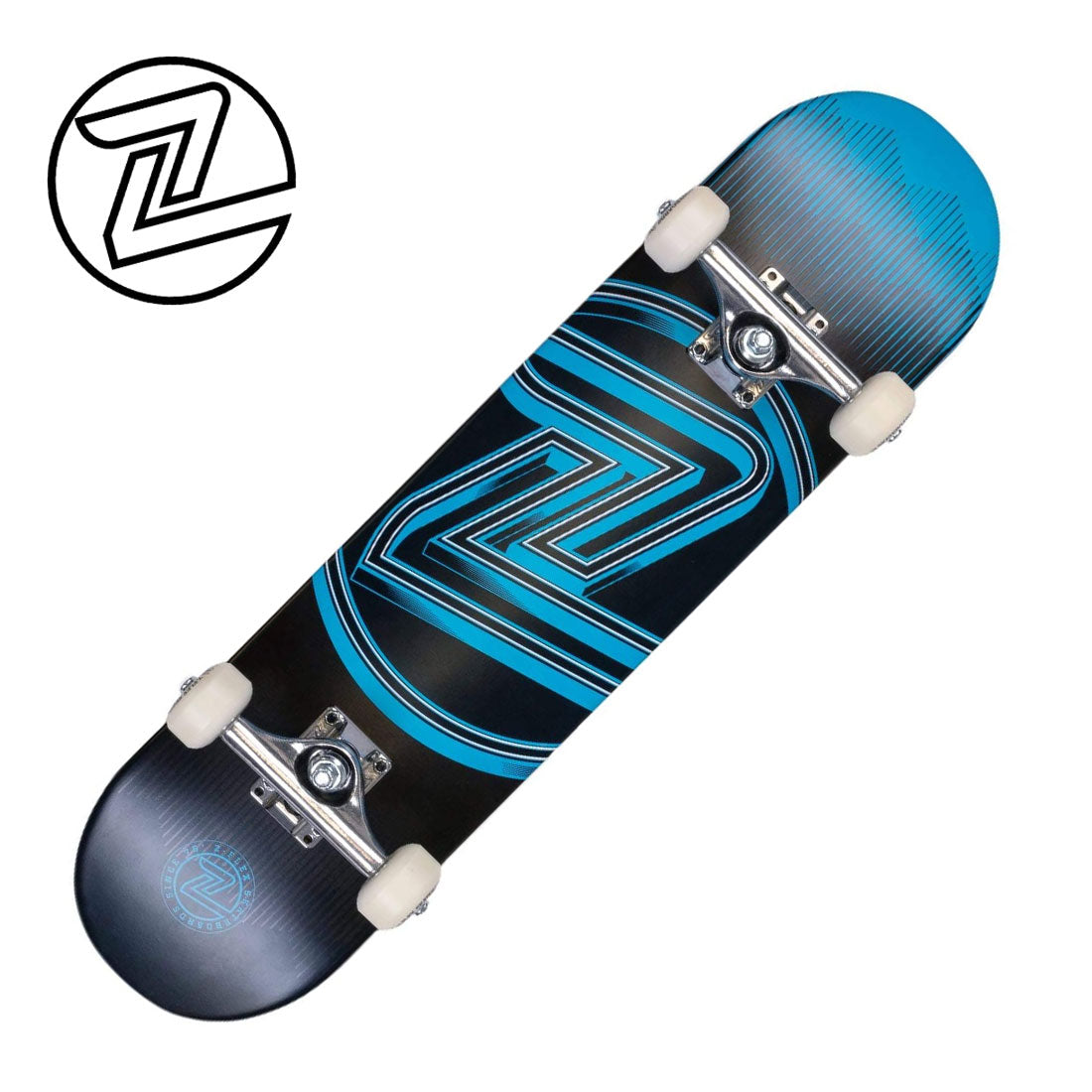 Z-Flex Logo 7.25 Mini Complete - Blue Skateboard Completes Modern Street