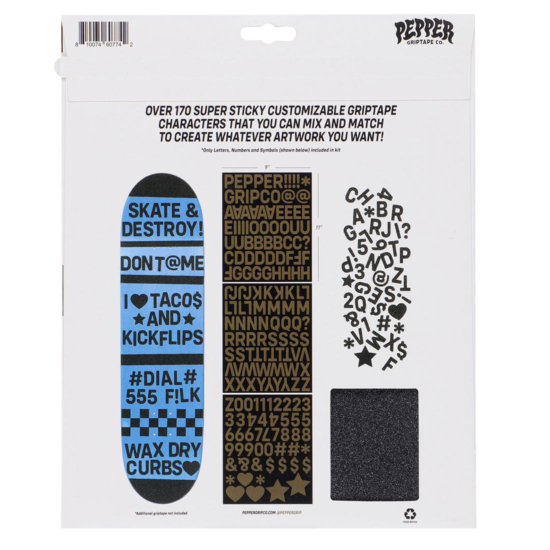 Pepper Grip Alphanumeric Grip Kit Griptape