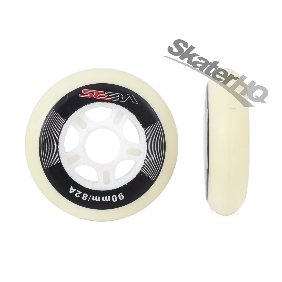 Seba 90mm/82a Wheels 8pk - White Inline Rec Wheels