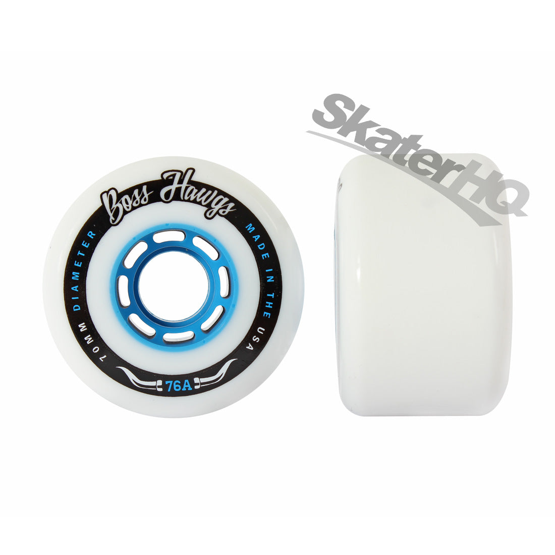 Hawgs Boss Hawgs 70mm/76A Wheels - White/Blue Skateboard Wheels