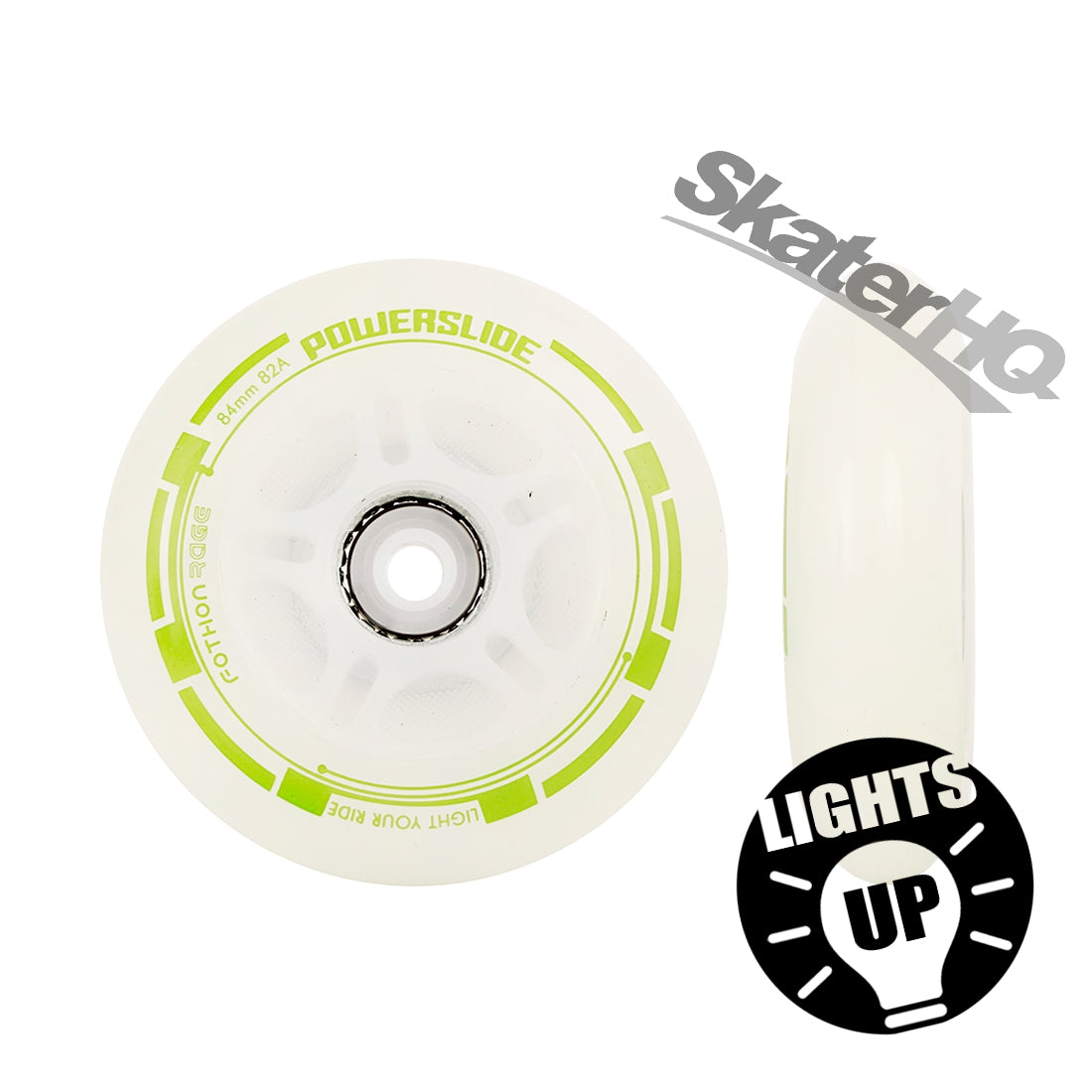 Powerslide Fothon Rage LED Green 84mm 4pk Inline Rec Wheels