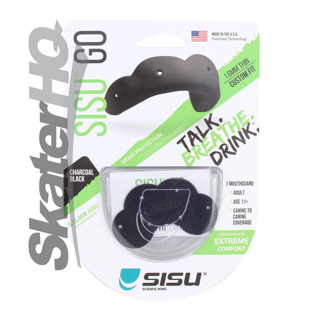  SISU Go Mouthguard, Charcoal Black - 1.6mm Thin