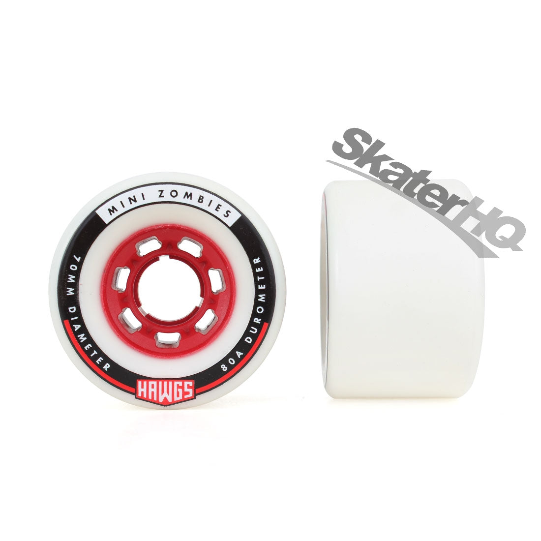 Hawgs Mini Zombie 70mm/80a 4pk - White/Red Skateboard Wheels