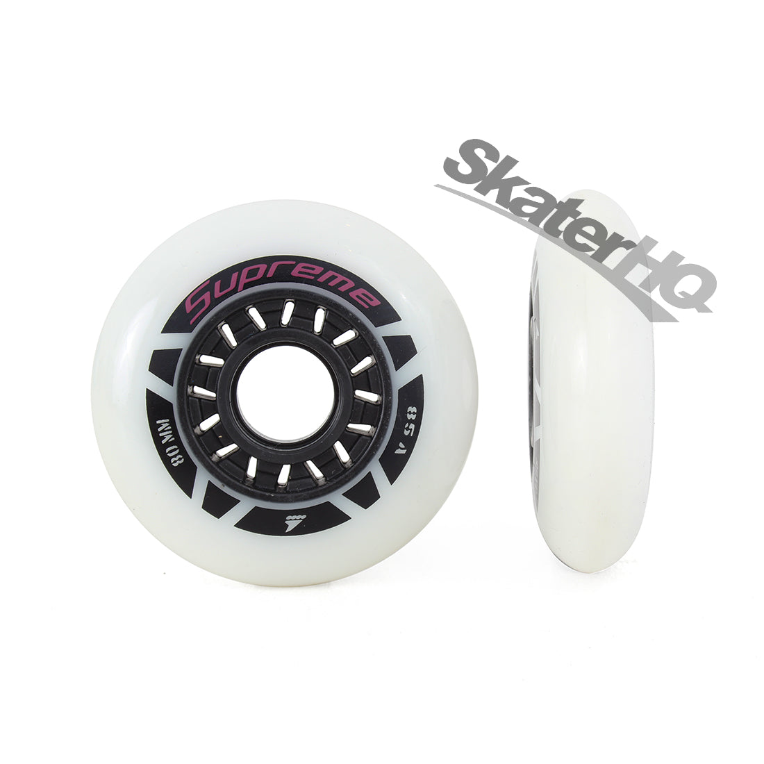 Rollerblade Supreme 80mm/85a 8pk - White/Black Inline Rec Wheels