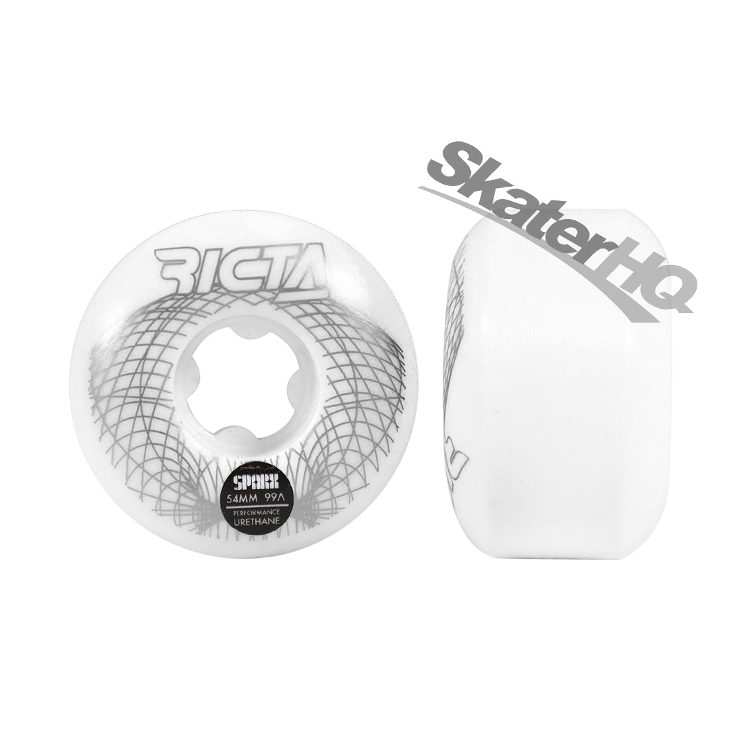 Ricta Sparx Wireframe 54mm/99a 4pk - White/Silver Skateboard Wheels