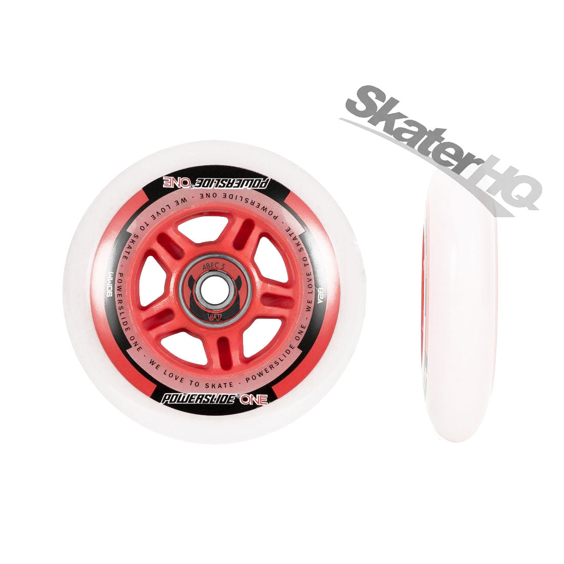 Powerslide ONE 90mm 82a 8pk w/ Bearings - White/Red Inline Rec Wheels