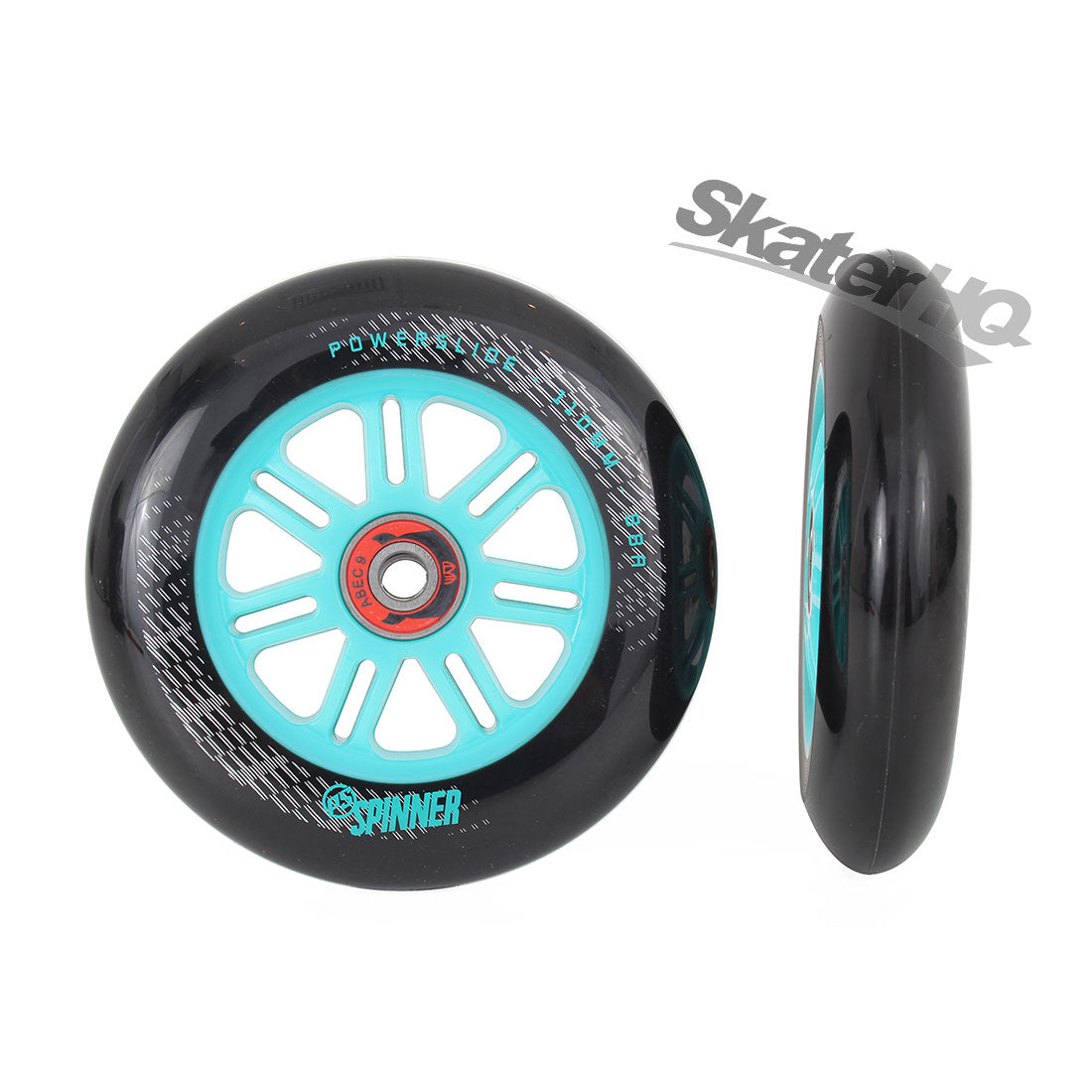 Powerslide Spinner 110mm 88a 6pk - Black/Aqua Inline Rec Wheels