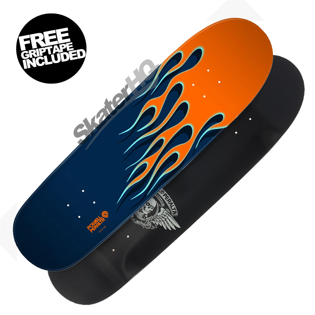 Powell Peralta Hot Rod Flames 9.375 Deck - Orange/Blue Skateboard Decks Old School