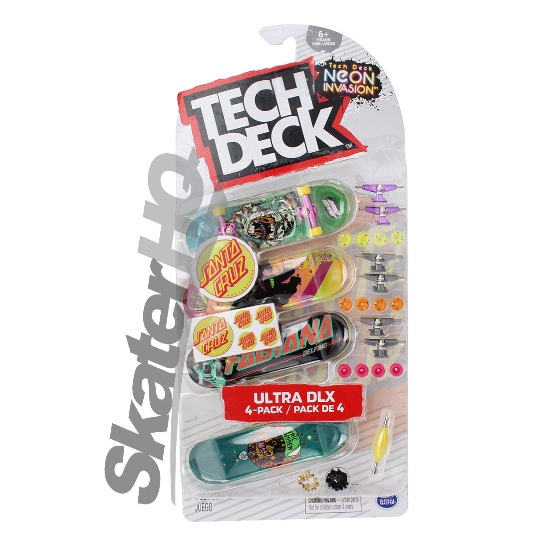 Tech Deck 4pk Ultra DLX - Santa Cruz Neon Invasion Skateboard Accessories