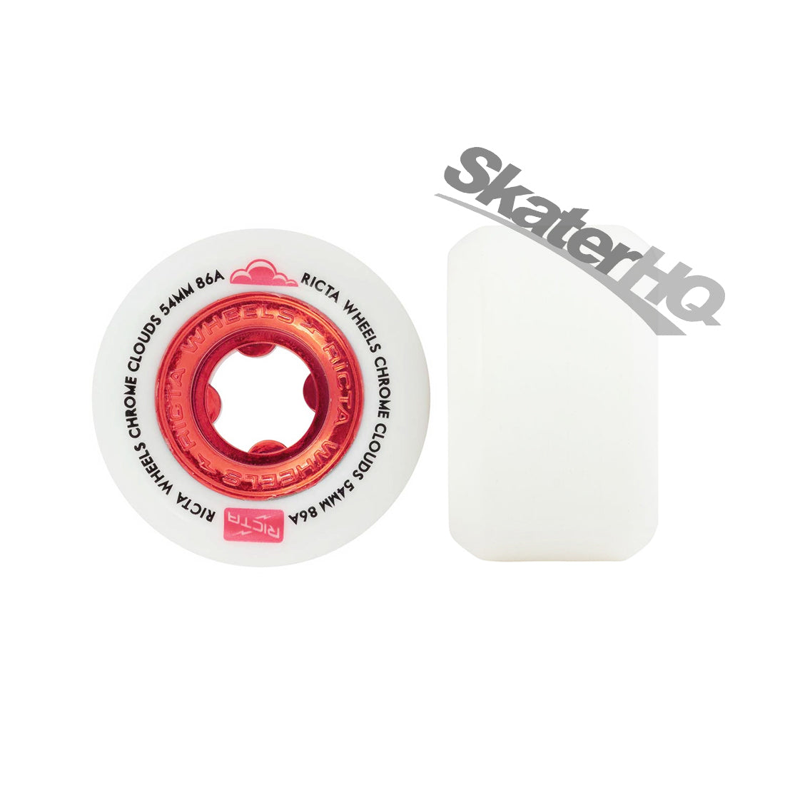 Ricta Chrome Clouds 54mm 86a 4pk - White/Red Skateboard Wheels