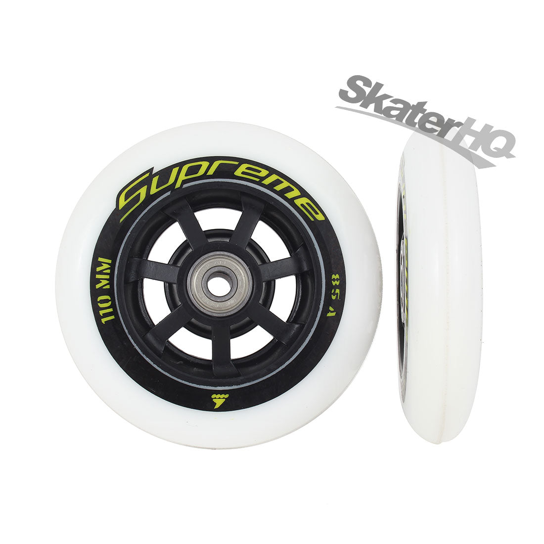 Rollerblade Supreme 110mm 85a 6pk - White/Yellow Inline Rec Wheels