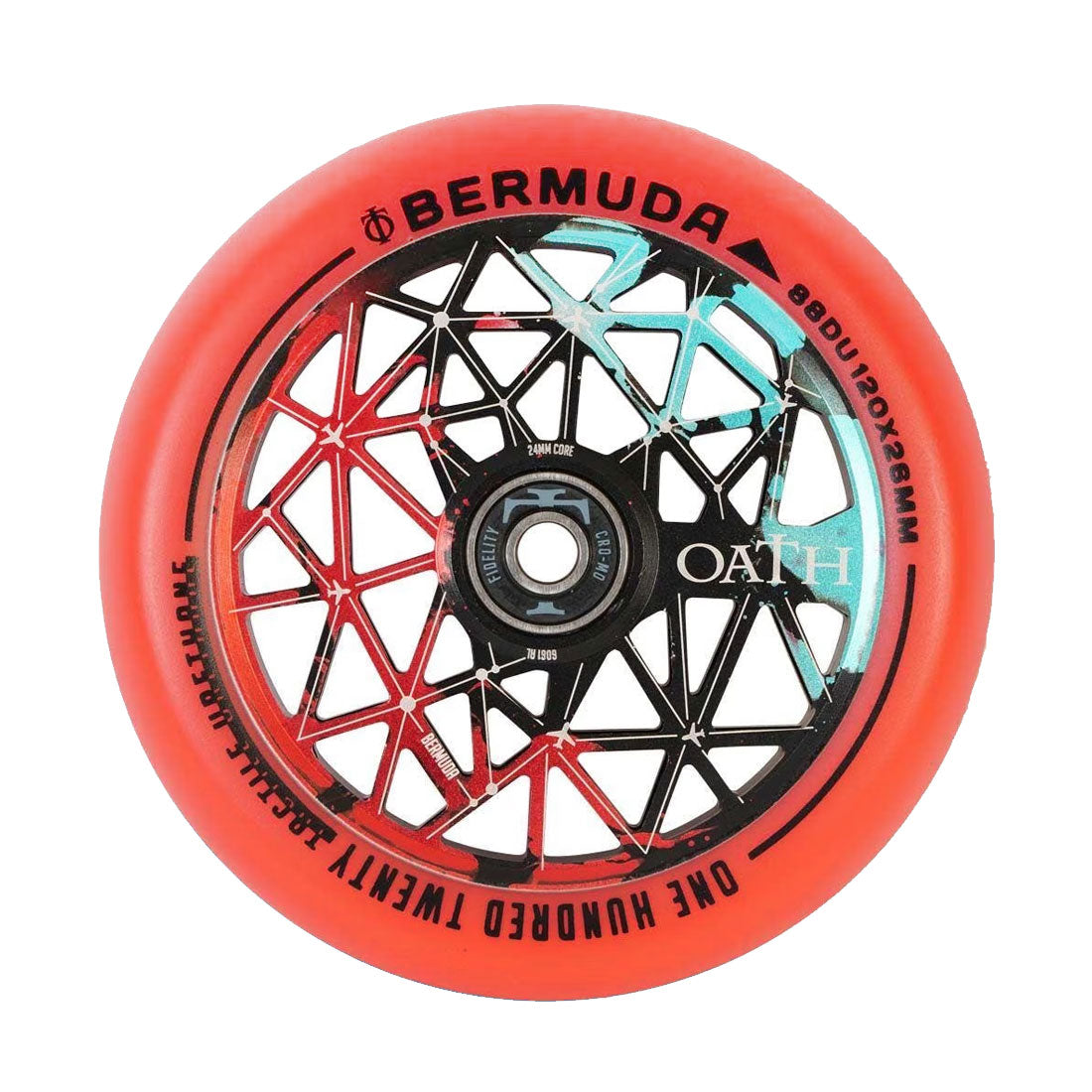 Oath Bermuda 120mm Wheel - Black/Teal/Red Scooter Wheels