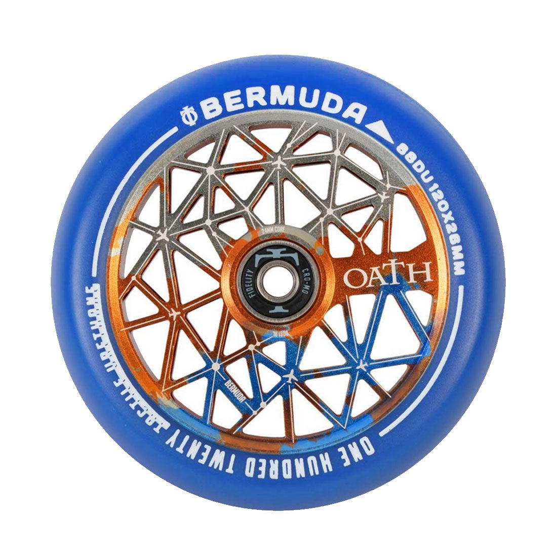 Oath Bermuda 120mm Wheel - Titanium/Orange/Blue Scooter Wheels