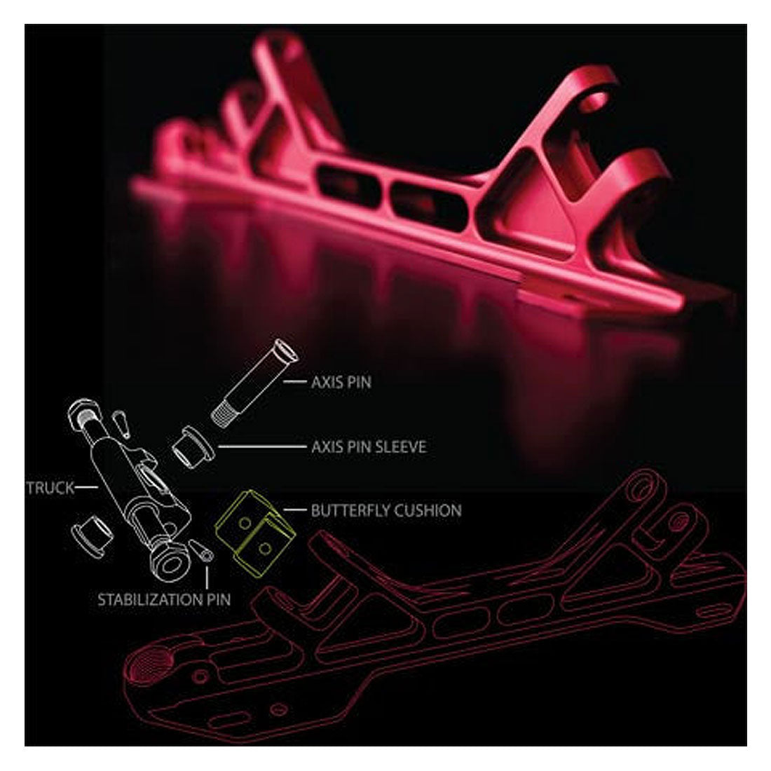 Powerdyne Arius Plate - Red Roller Skate Plates